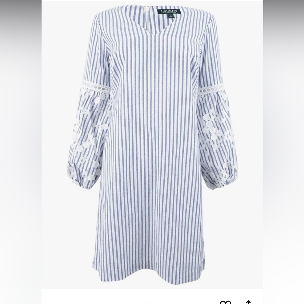 Ralph Lauren Navy and White Lucinda Striped Dress